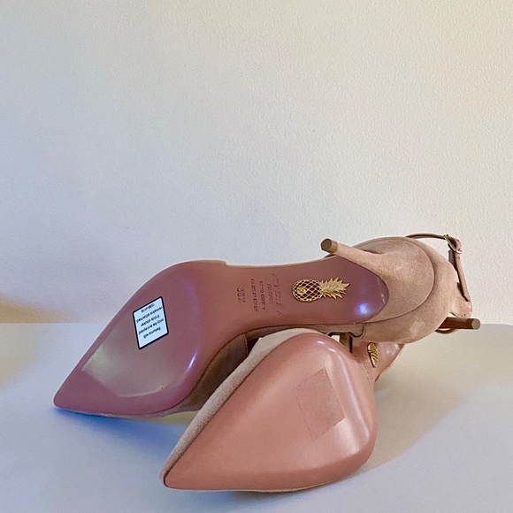 Aquazzura Pink Nude Suede Stiletto Pumps US8.5 - Picture 12 of 15